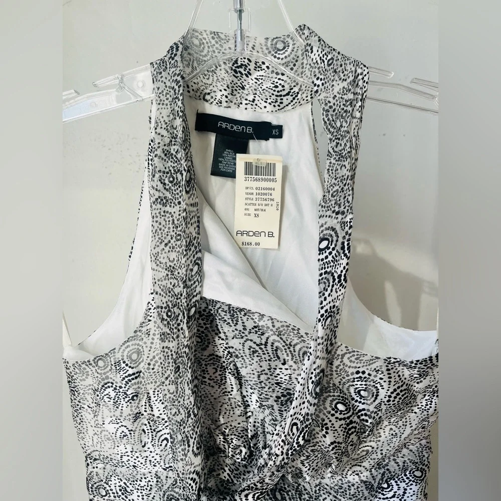 Y2k Arden B Silk Silver & White Scarf Tie Dress NWT